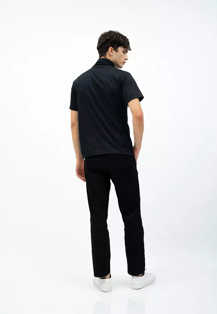 Turtle neck shirt kerah tinggi lengan pendek kaos polos houseofcuff Hitam