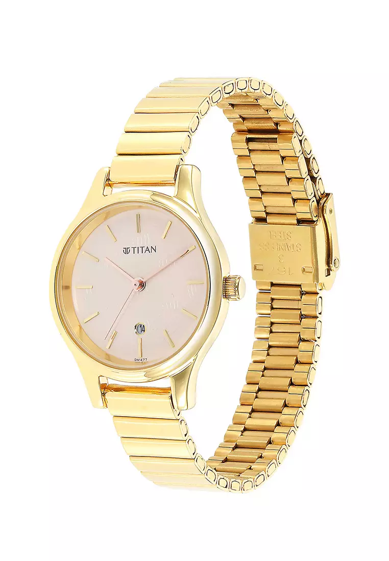 Titan Karishma Gold Stainless Steel Analog Quartz Watch For Women TTN2679YM01