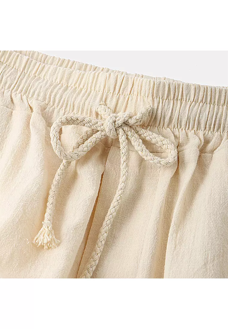 Cotton Linen Solid Color Beach Shorts YL-DK01