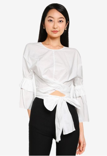 Nichii white Wrapped Over Blouse 4DDA8AA3D02977GS_1
