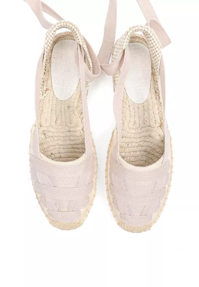 Lace Up Canvas Espadrille Sandals HB877