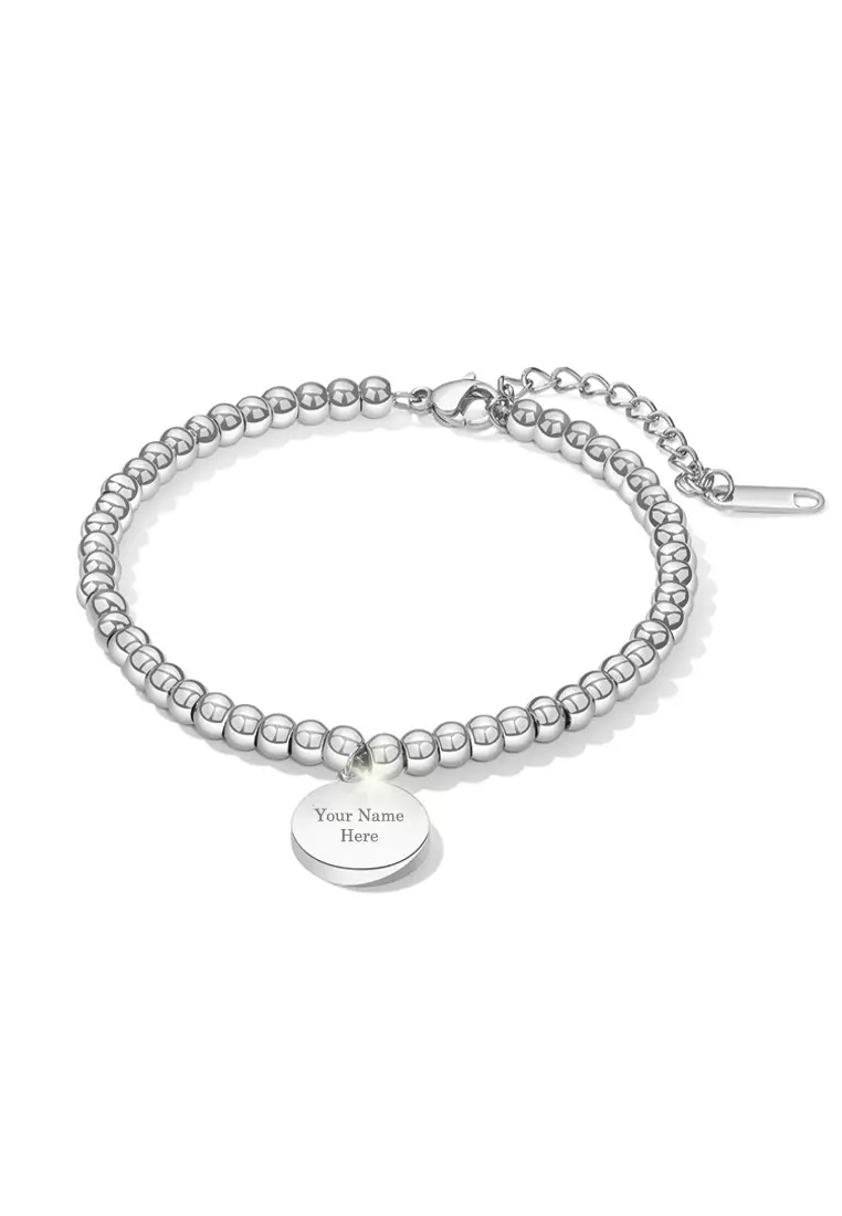 Medallion Round Engravable Pendant Bracelet (Silver)
