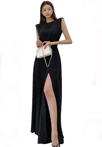 Buy Sunnydaysweety Sleeveless With Hight Slit Hem Maxi One Piece Dress bk Online Zalora Malaysia