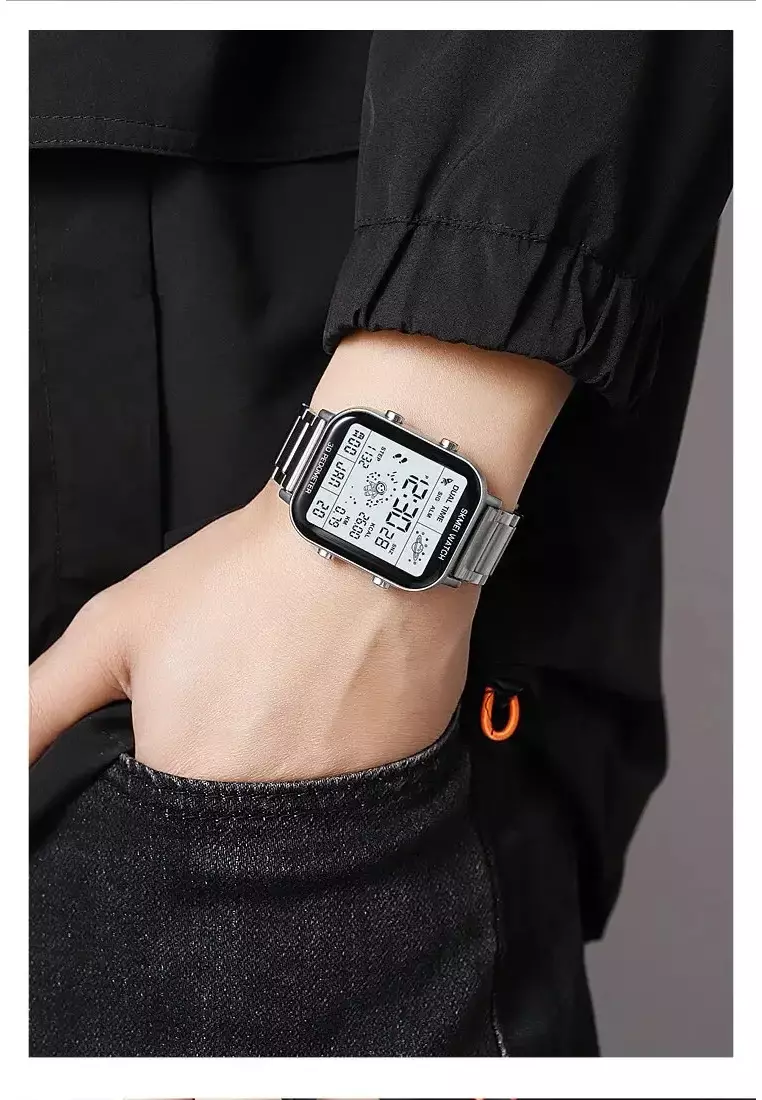Back Light Display Sport Pedometer Digital Watches Mens Stopwatch Countdown Wristwatch Calendar Calorie Calculation Clock