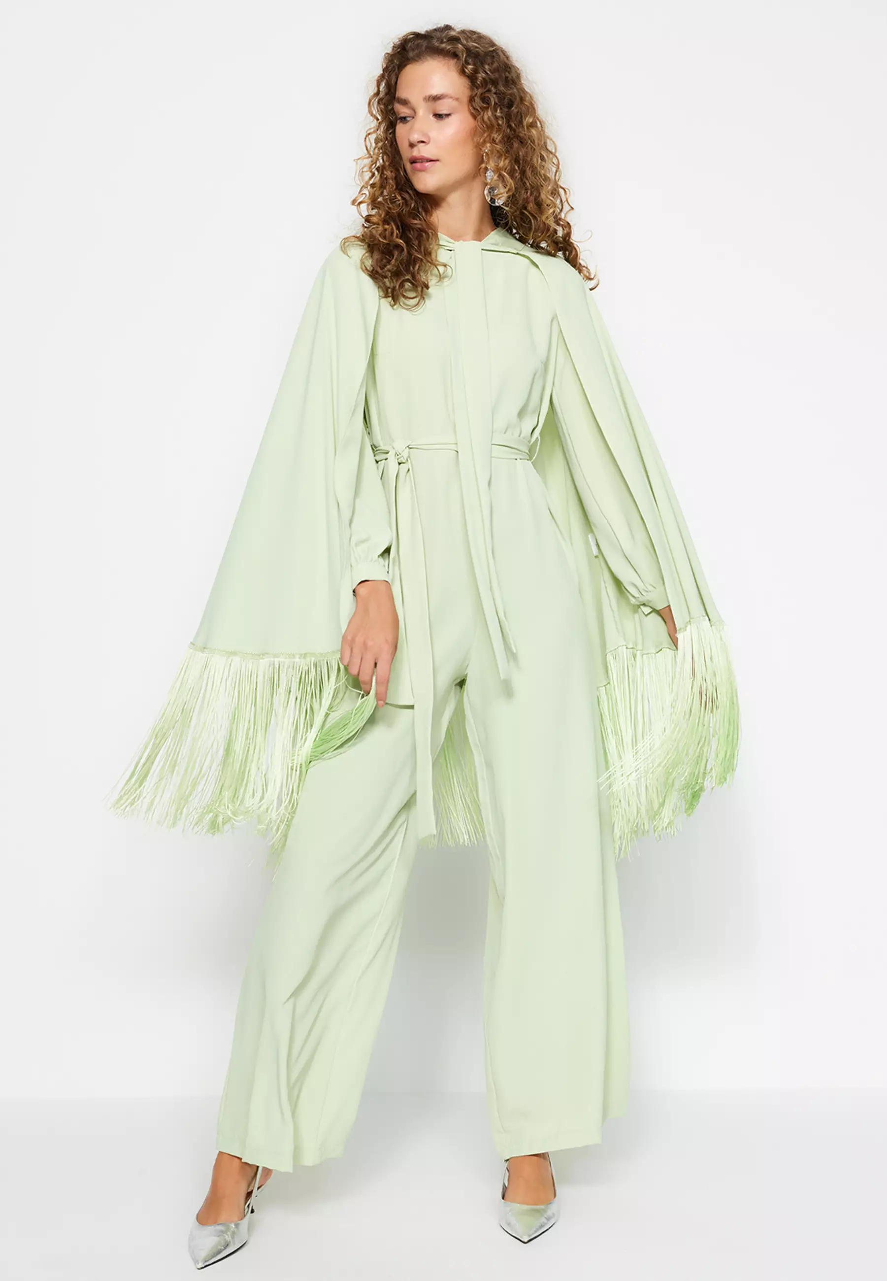 Buy Trendyol Tasseled Cape-Jumpsuit Evening Wear Suit Online