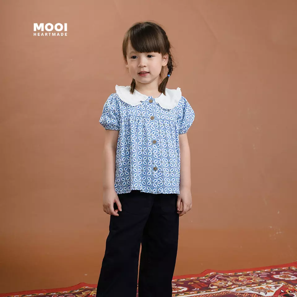 Mooi Atasan Batik Anak Perempuan Kinarih Batik Top - Winter Blue