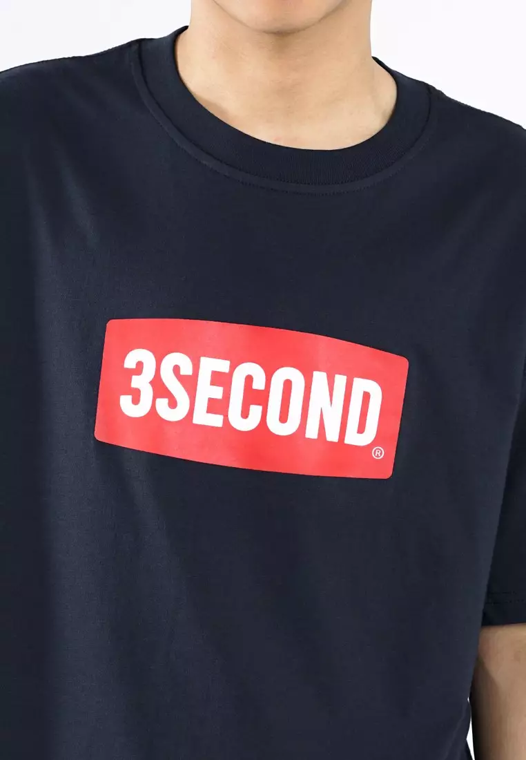 3Second Men's T-Shirt Short Sleeve Regular Fit Cotton Red Block OL-C270525