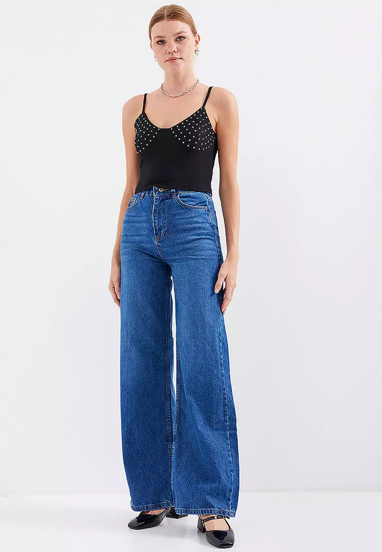 Rope Strap Crop Top Black