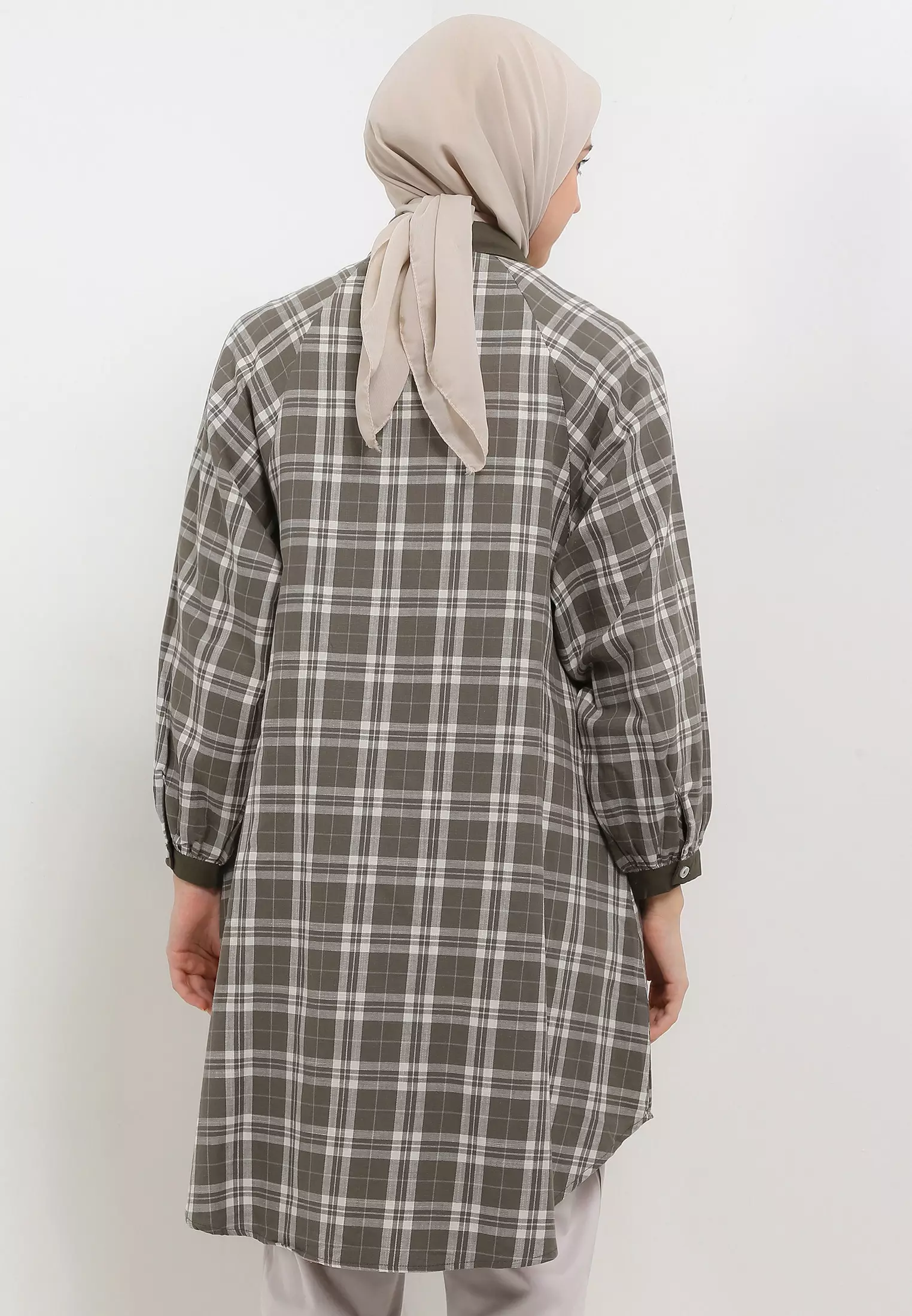 MFMW Slubby Tunik Military Olive Motif Kotak