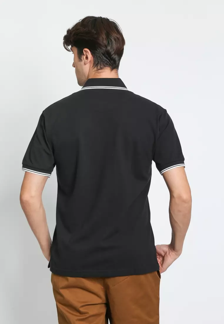 BLACK CASUAL POLO SHIRT REGULAR FIT