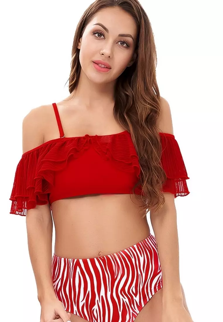 Red two hot sale piece swimsuit