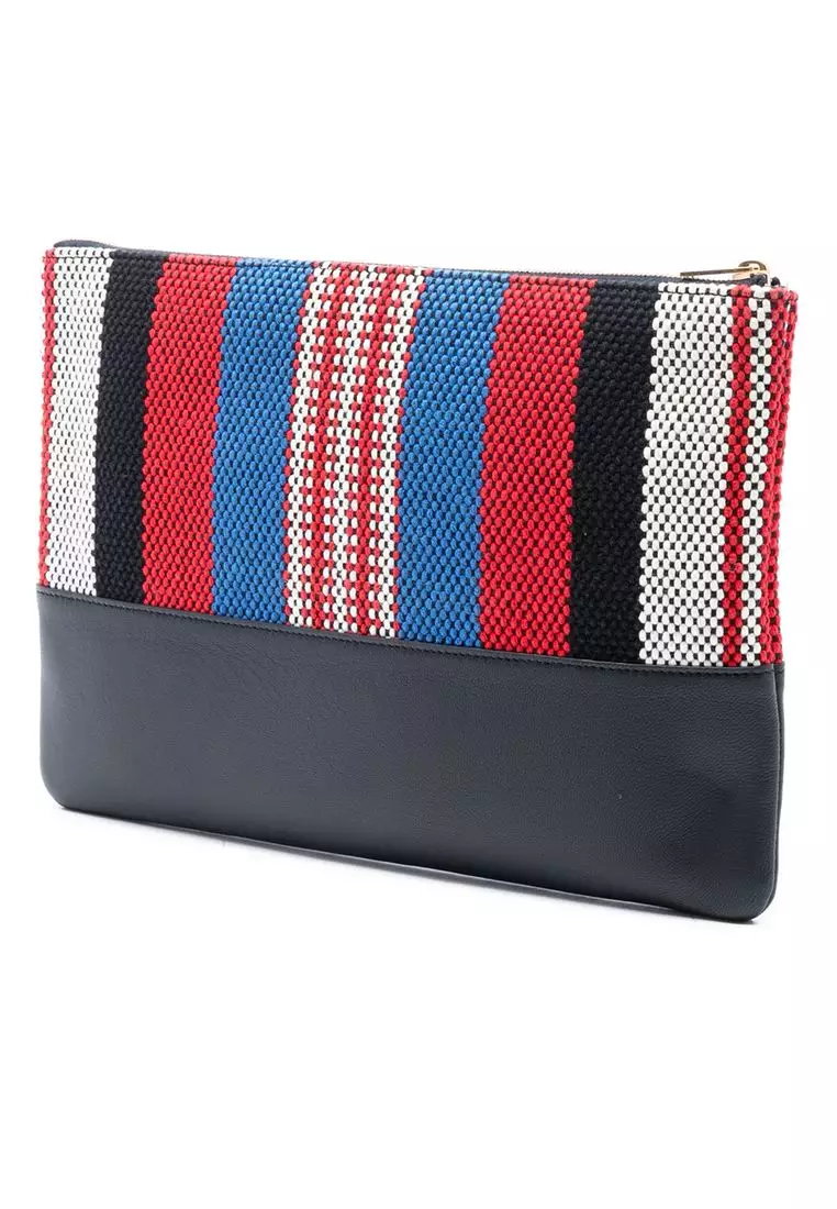 Pre-Loved Celine Canvas Striped Solo Pouch