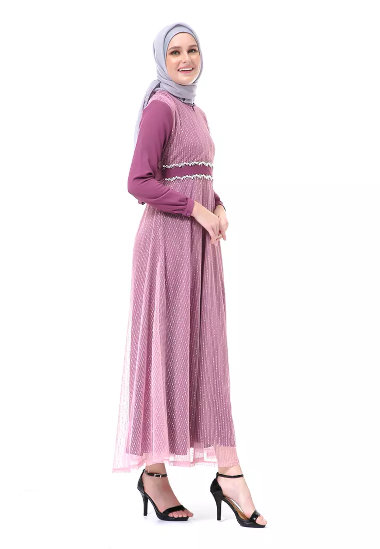 Oriza Long Dress Wanita High Quality Premium - Murlberry