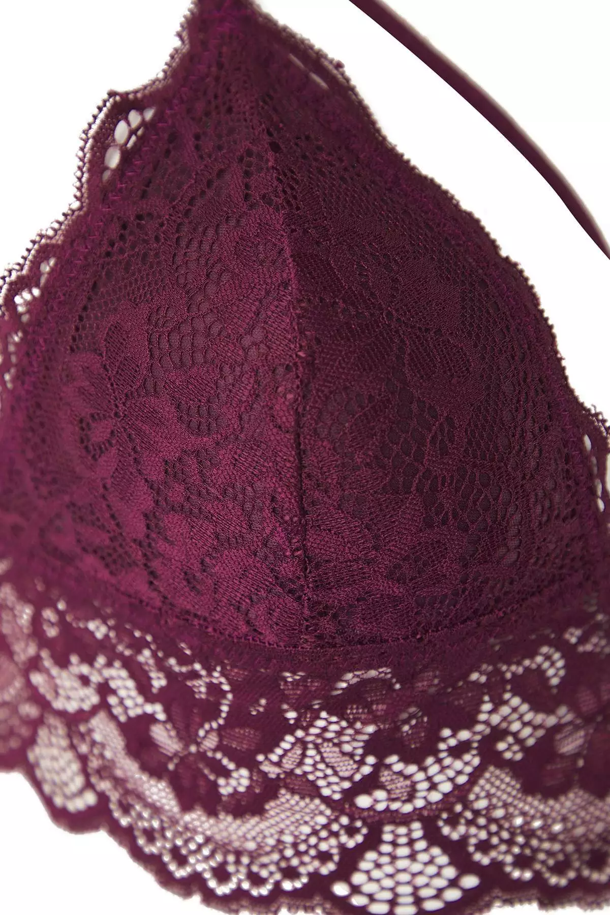Plum Lace Covered Bustier Knit Bra
