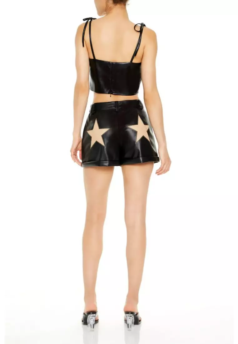 Leather star shorts deals