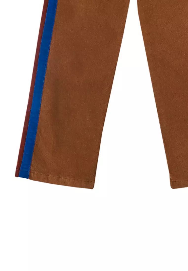 Boys Straight Cord Pants With Velvet Side Stripes
