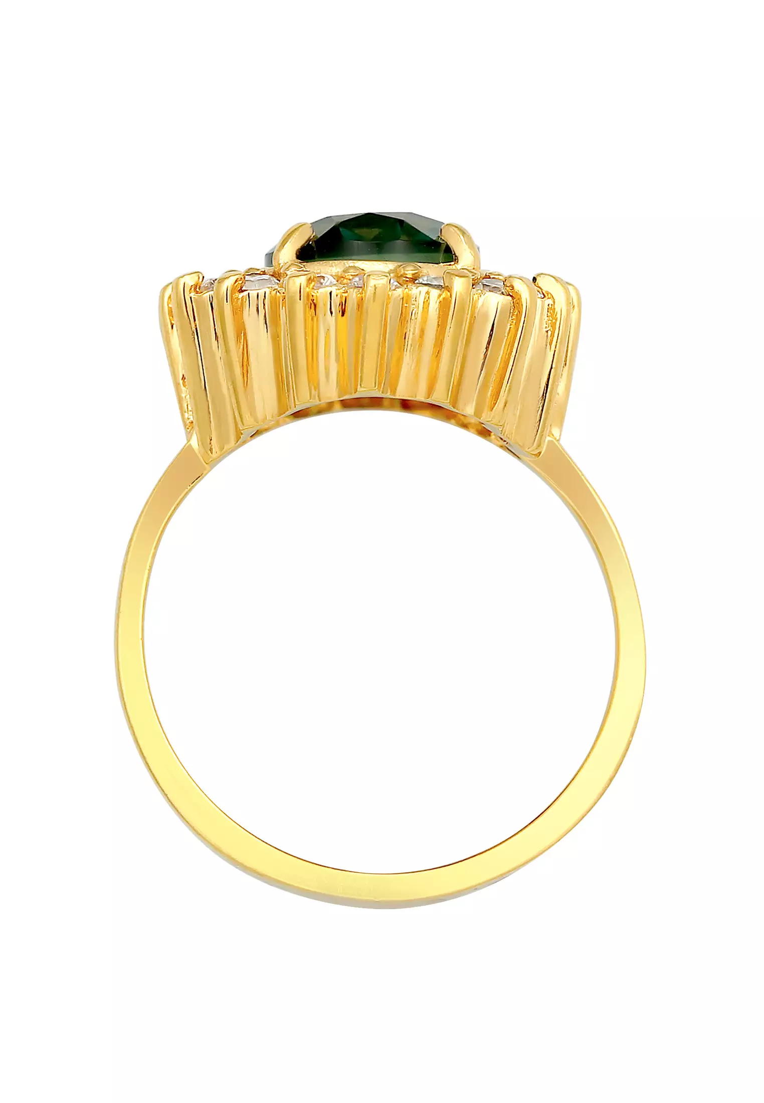 Ring Cocktail Elegant Royal Quartz Zirconia Crystals Gold Plated