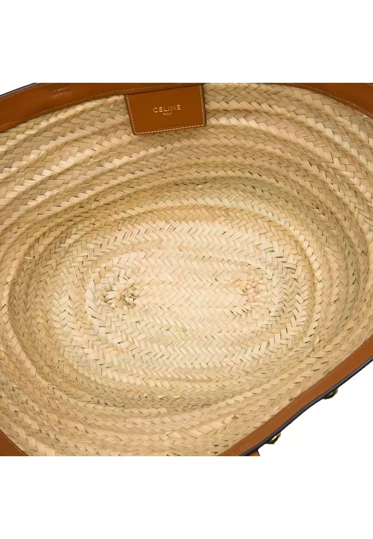 Pre-Loved Celine Large Raffia Classic Studded Panier Tote