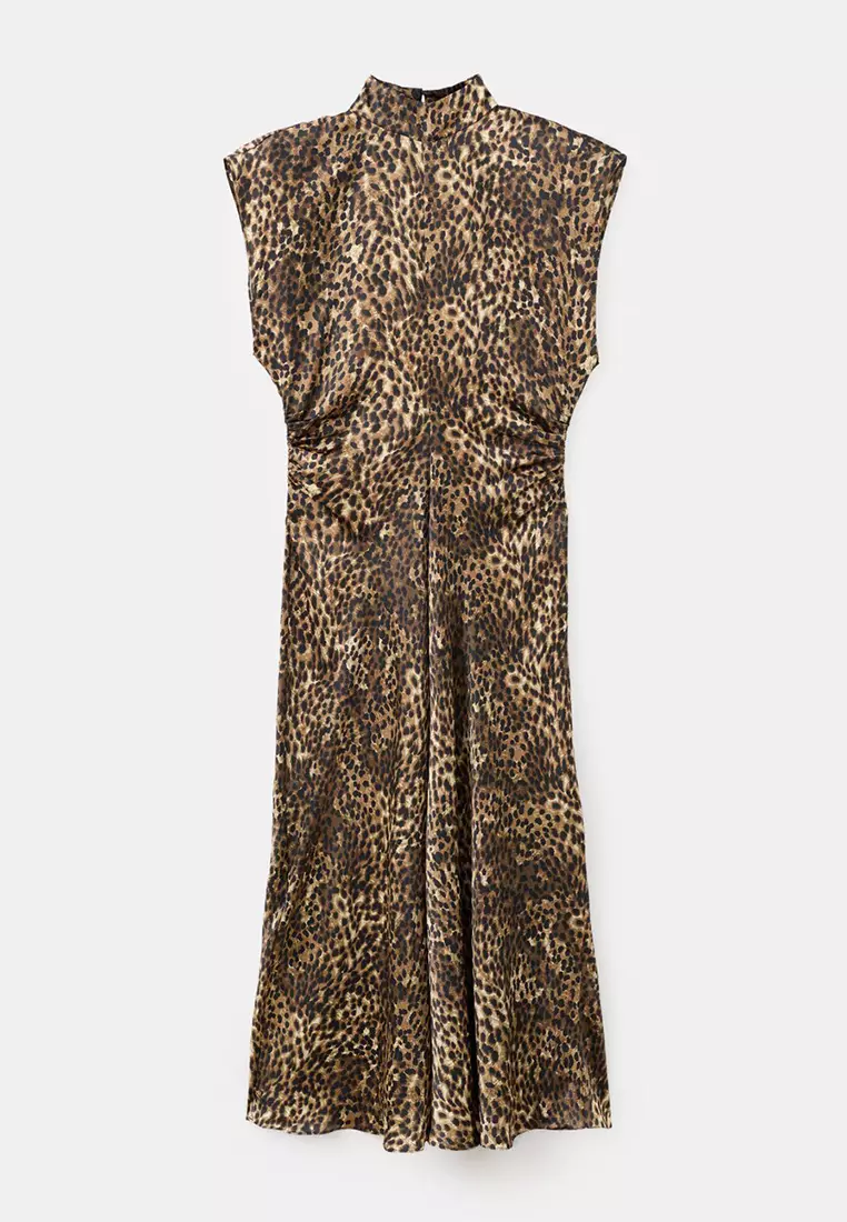 Leopard-Print Satin Dress
