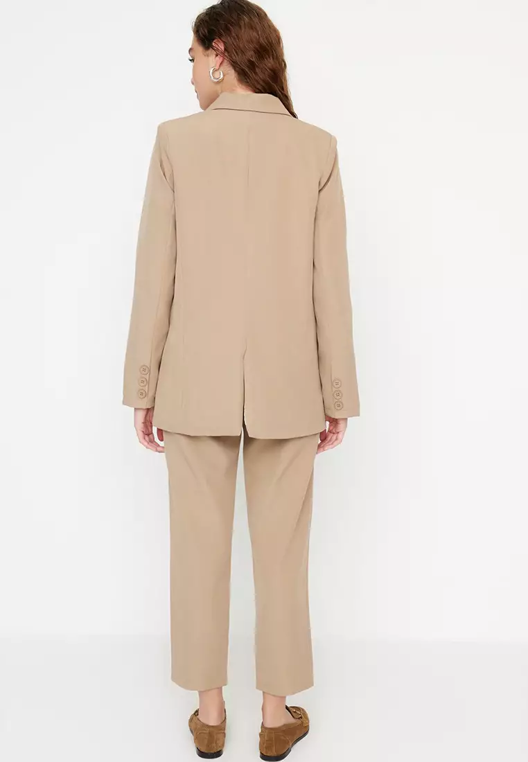 Mink Blazer Jacket-Pants Woven Two Piece Set TCTAW23US00132