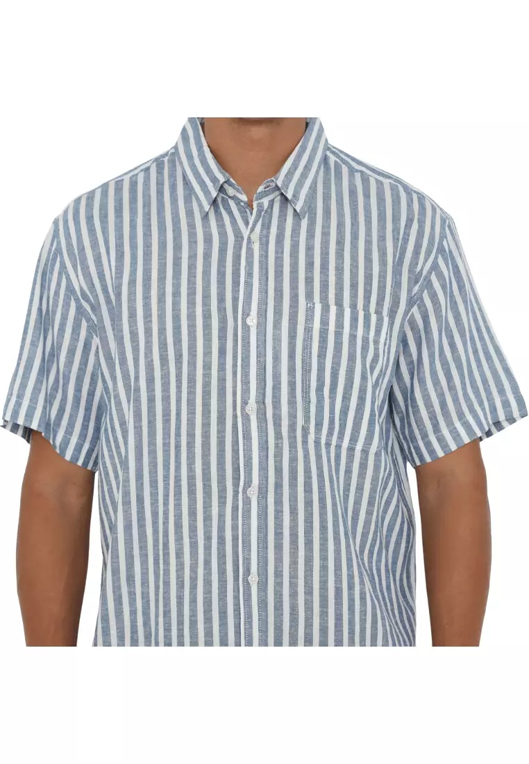 POLICE Kemeja Salur Printing Regular Fit Pria