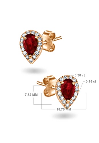 Aquae Jewels pink Earrings Empress Precious Stone, 18K Gold and Diamonds with Ruby - Emerald - Sapphire - Rose Gold,Sapphire 16A62AC6EB3E52GS_1