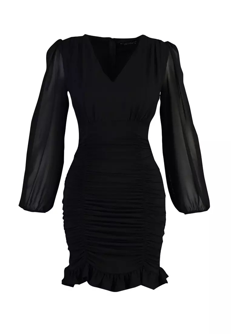 V-Neck Ruched Dress