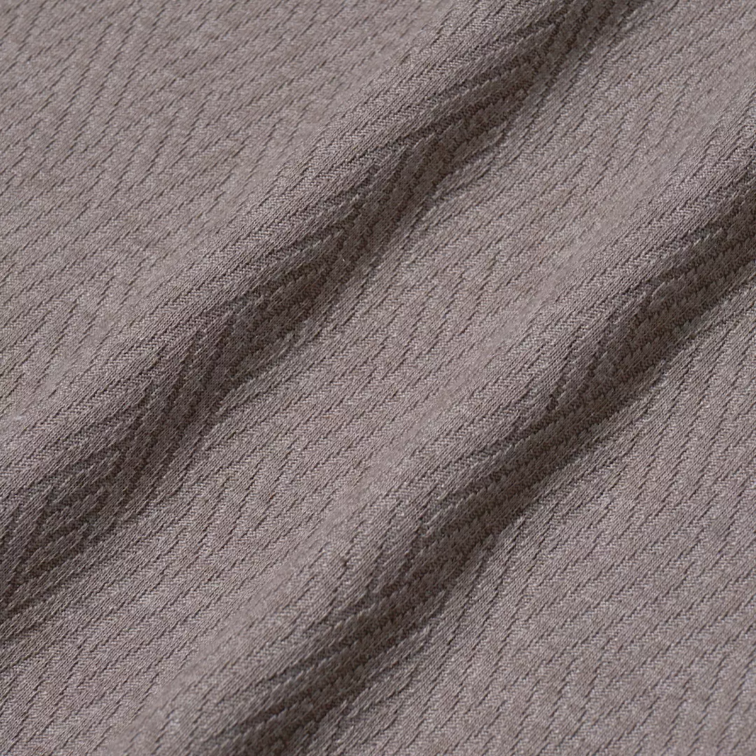 V-Neck Geometric Texture Long Sleeve T-Shirt Khaki