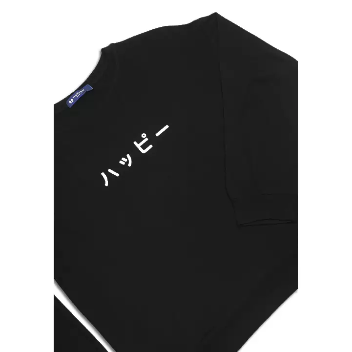 LTB32D lv happy katakana blk T-shirt Hitam