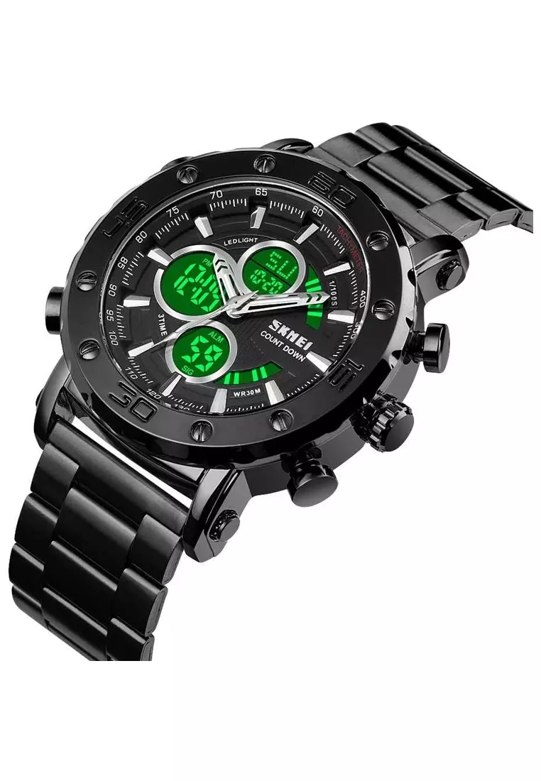 Jam Tangan Digital Analog Pria Design Casual Many Function Waterproof Strap Tali Material Stainless Steel DA66 ORIGINAL