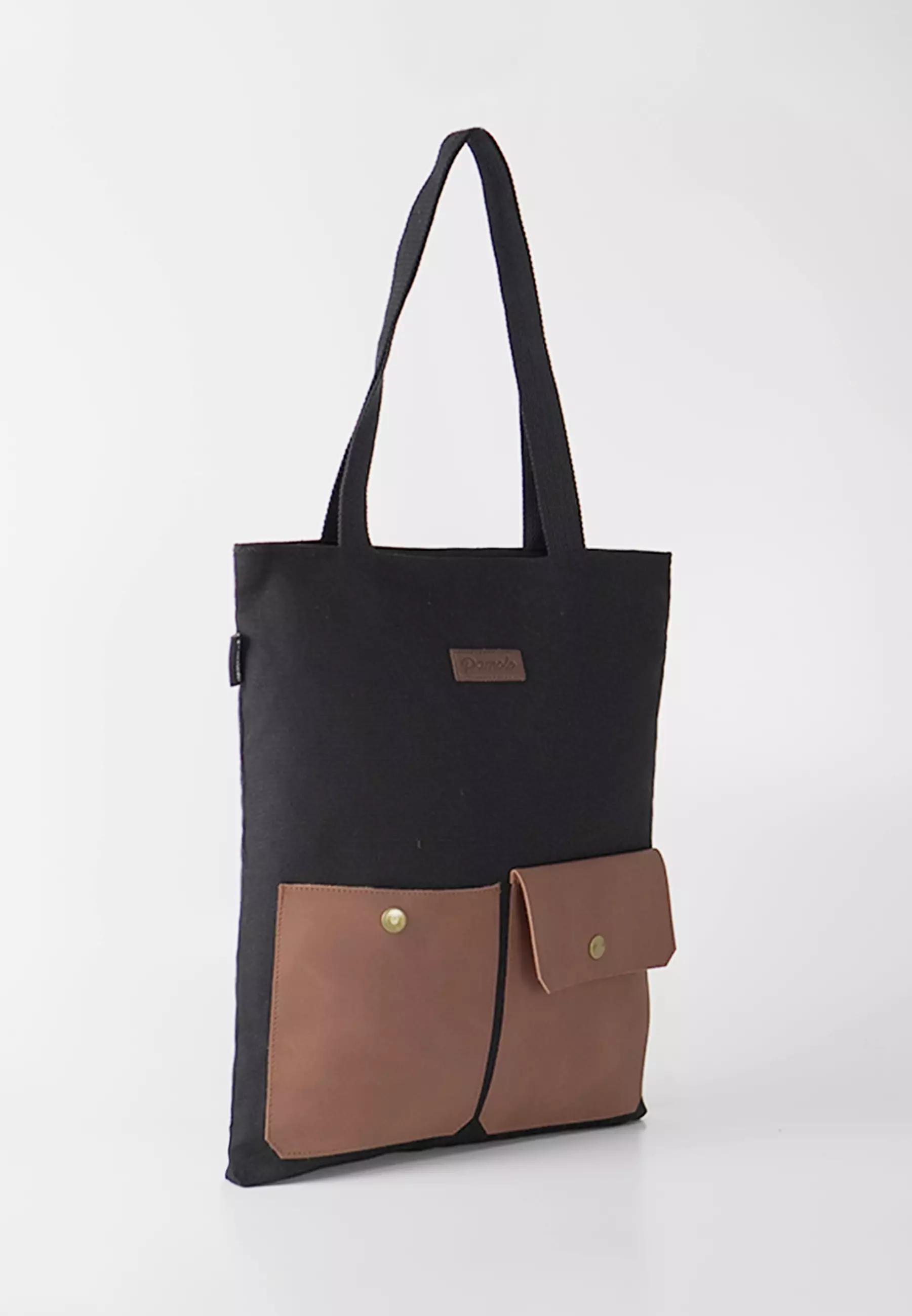 Tas Tote Bag Bahan Kanvas Penutup Resleting Two Side Pocket