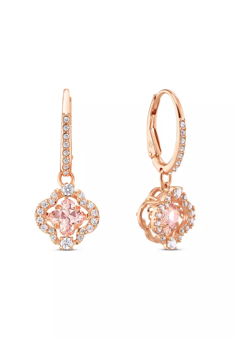 Swarovski sparkling dance round pierced earrings top