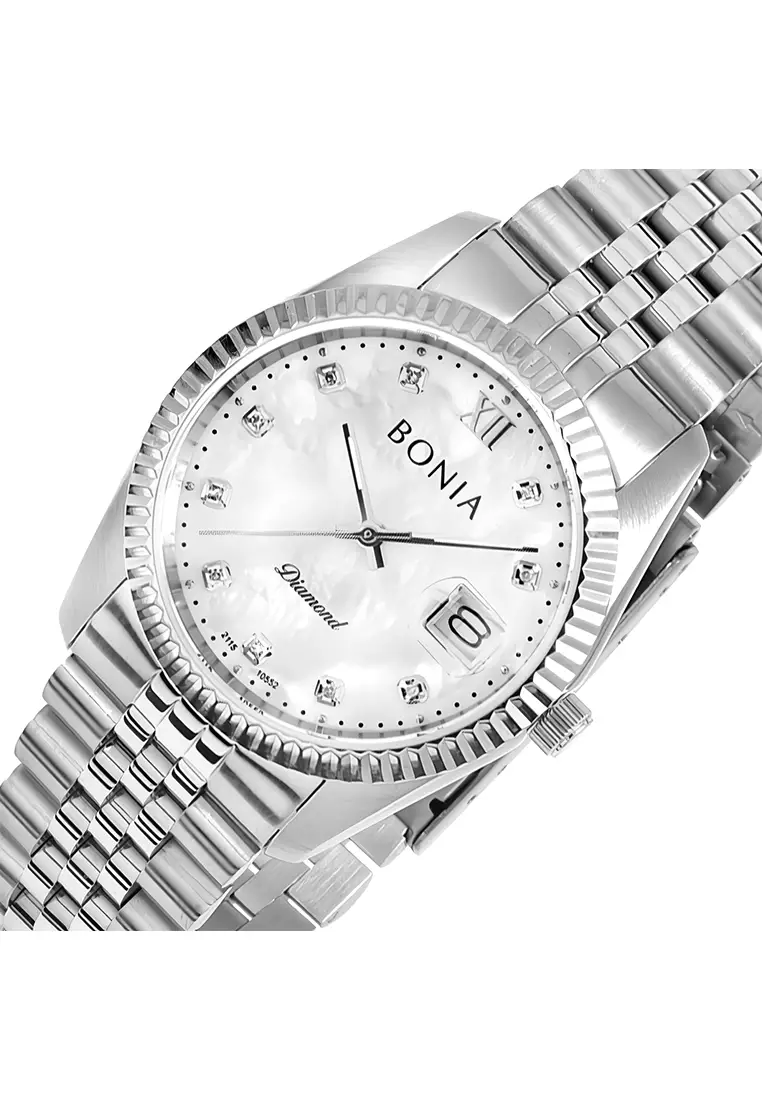 Bonia Diamond - Jam Tangan Analog Wanita - Silver - Stainless Steel - B10552-1353