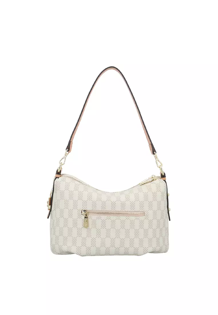 LoveGrid Zipper 2-Way Shoulder Bag  - Medium Beige
