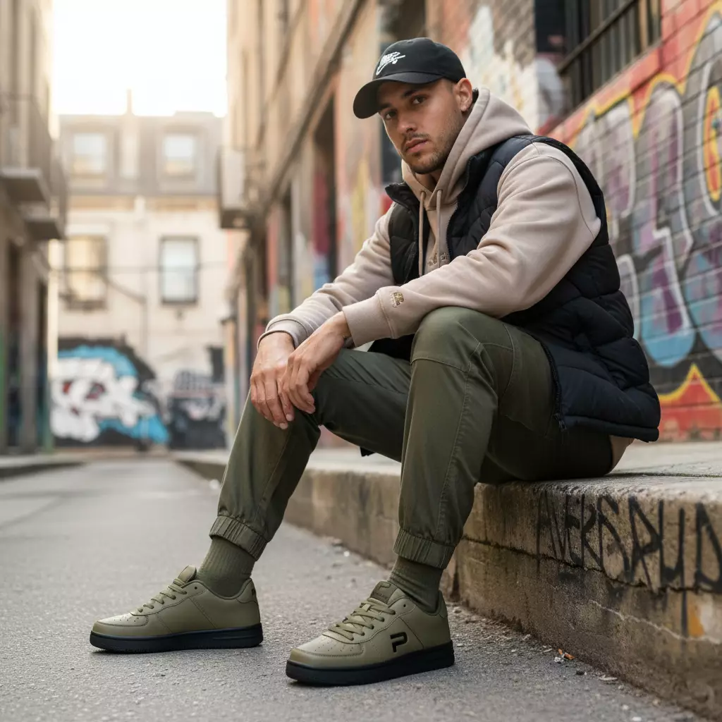 PAULMAY - Sepatu Sneakers Pria Denver - Army Black