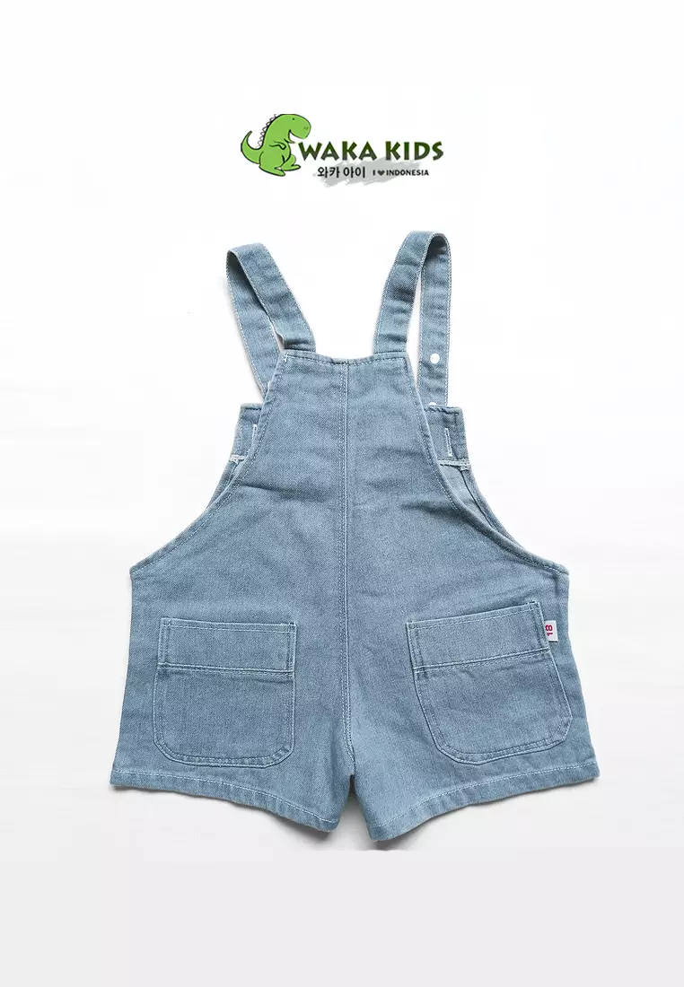 Wakakids Overall Jeans Anak Baju Kodok Celana Pendek Jumpsuit Denim 061 Vench
