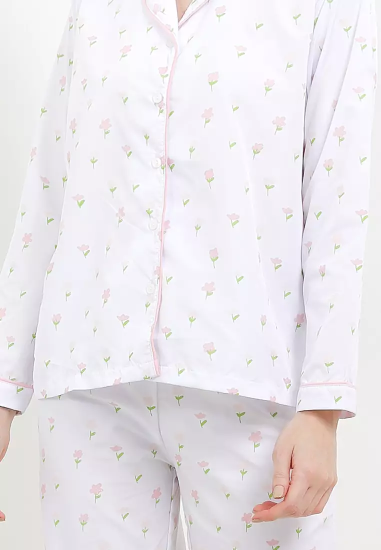 Piyama Pyjama Baju Tidur Satin Silk Long Sleeve Long Pants Sleepwear