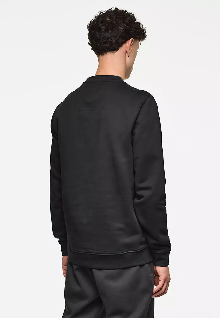 MENS BLACK VEGA CREW WITH MID HOUSE CHECK PIPING