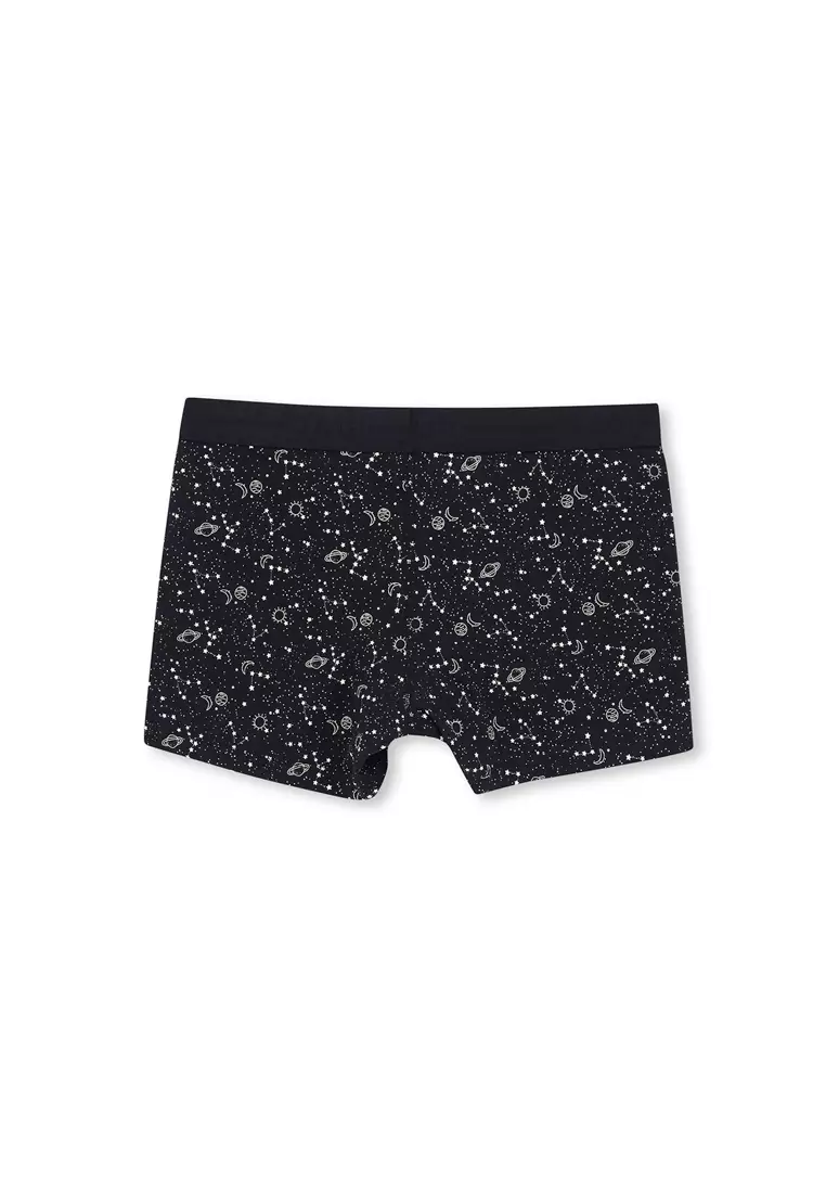 Black Boxer, Space, Regular, Short Leg, Underwear for Men