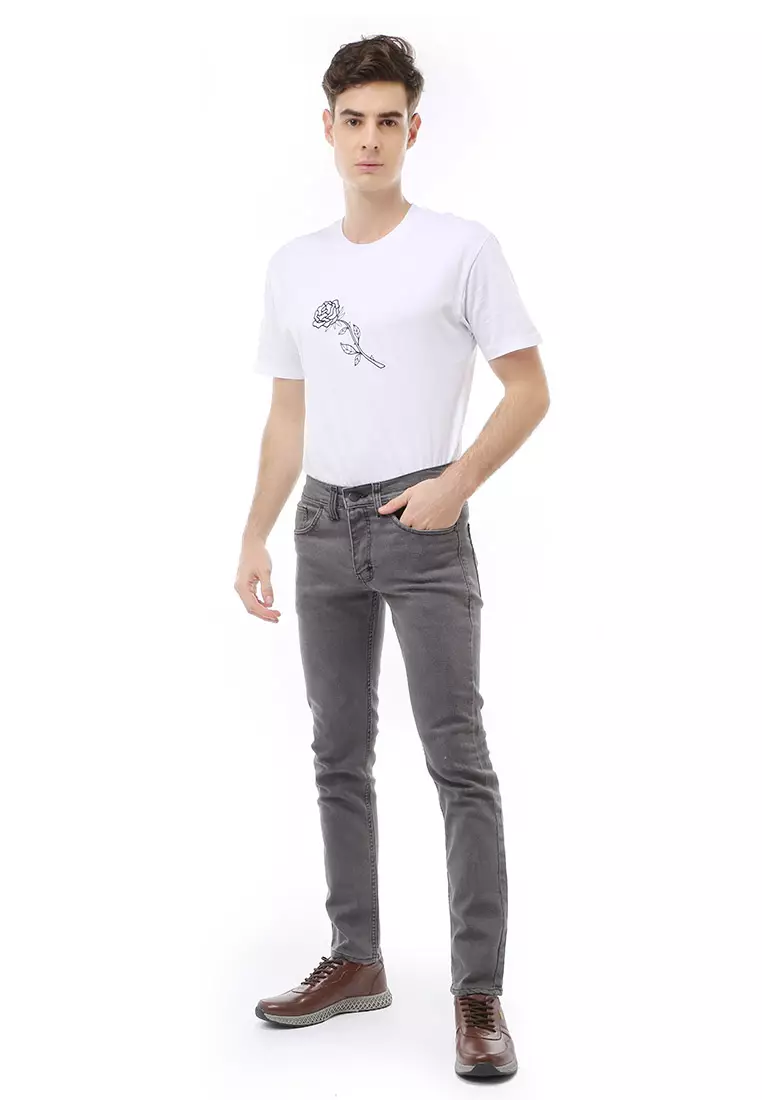 Locko Celana Panjang Pria Skinny Jeans Stylish Material Denim ORIGINAL - Gray