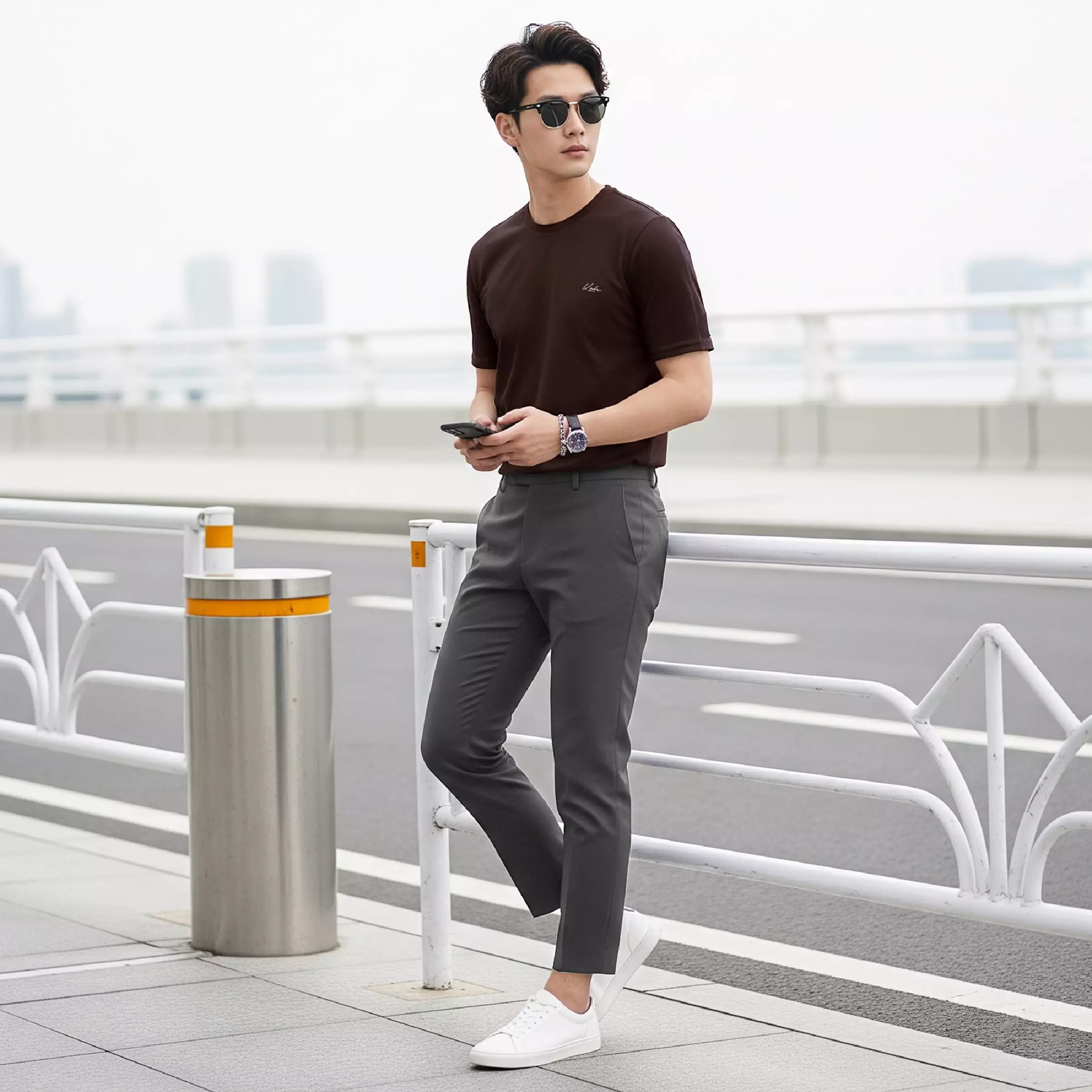 Kale AXELO REGULER COFFEE BROWN Organic Cotton | T-Shirt Basic