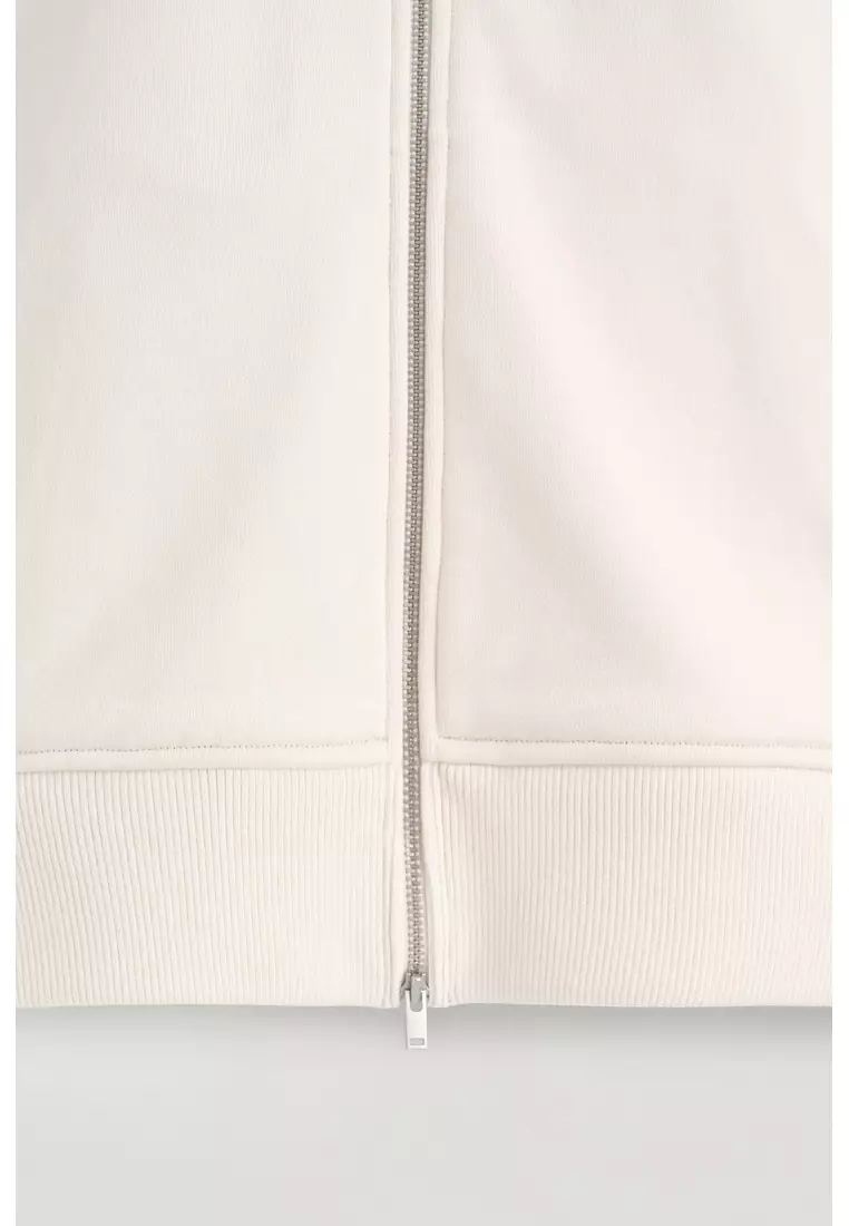 CONTRAST-TIPPED FUNNEL-NECK JACKET