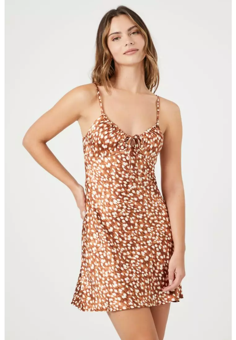 Satin Speckled Print Cami Dress