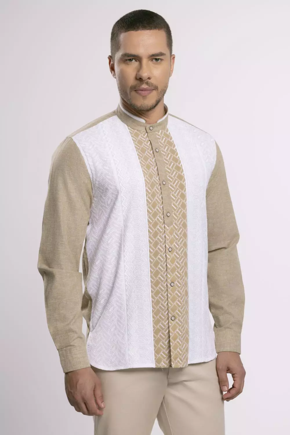MOC Kemeja Koko Lengan Panjang Pria Yakub - Khaki