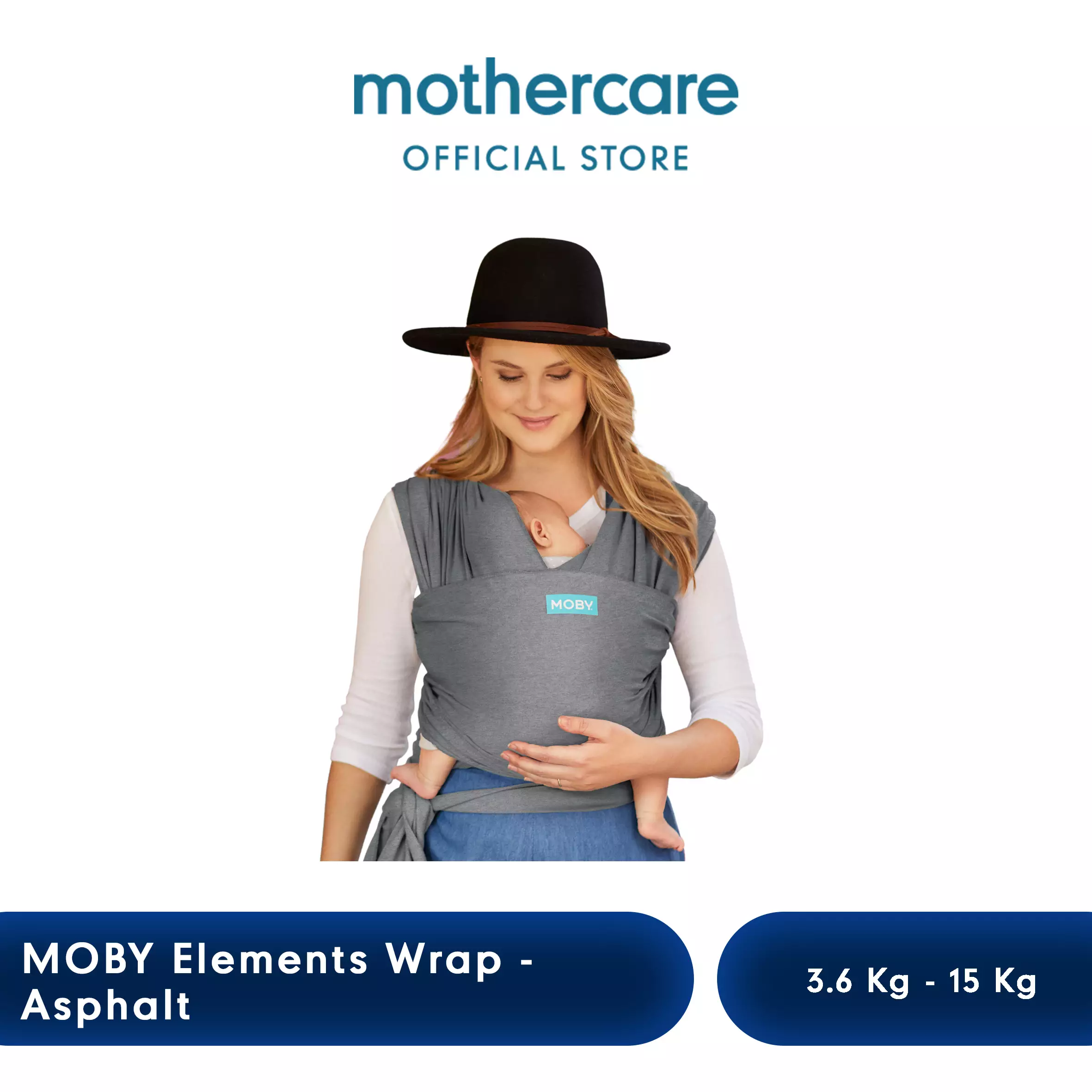 Moby Elements Wrap Asphalt Gendongan Bayi Abu abu