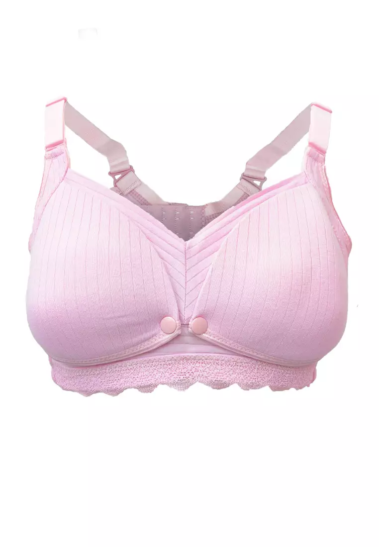 Pink Front Snap Wireless Nursing Bra