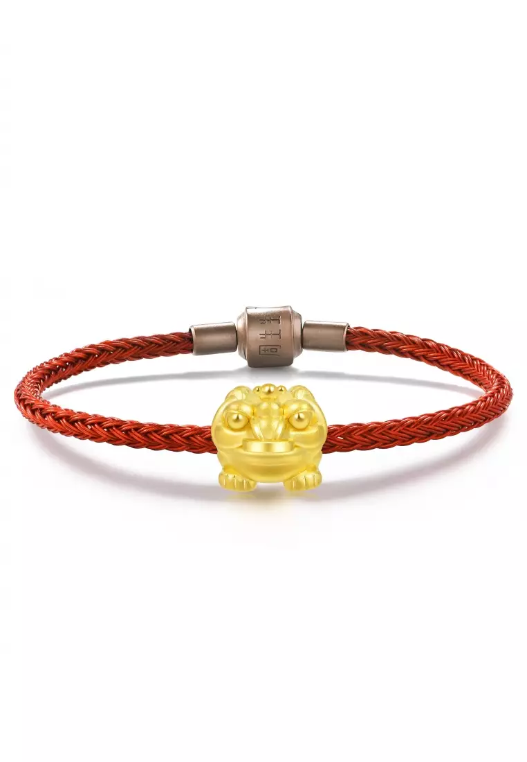999 24K Solid Gold Three-Legged Toad Blessings Charm 90020C (Bracelet not included)