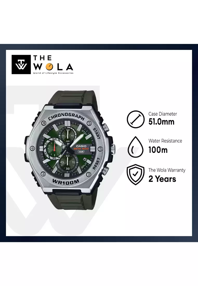 MWA-300H-3A Men Chronograph Watch Black Resin Strap
