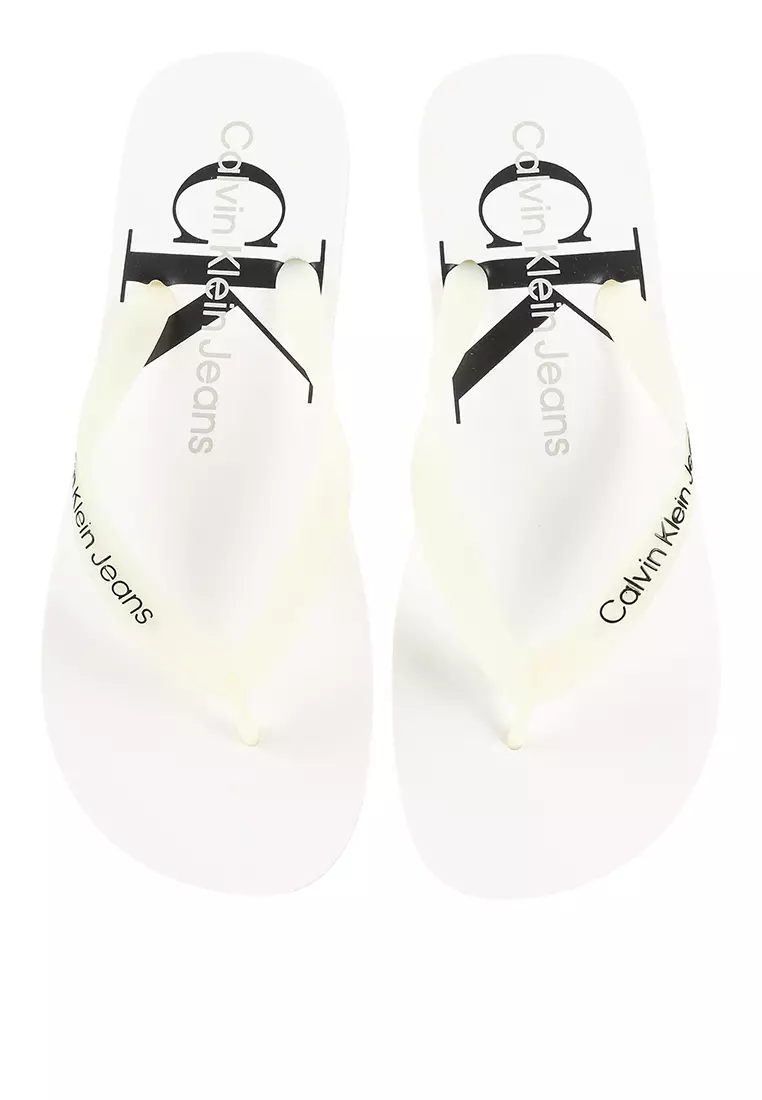 Calvin Klein Delhi Monogram Beach Flip Flops Calvin