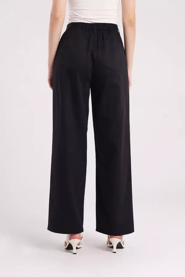 MINIMAL - Ludwig - Celana Lurus Lipit - Black Warna Black